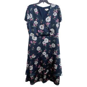 LOFT Floral Maxi Dress Blue Womens 14 Romantic Cottagecore Spring Summer Fit